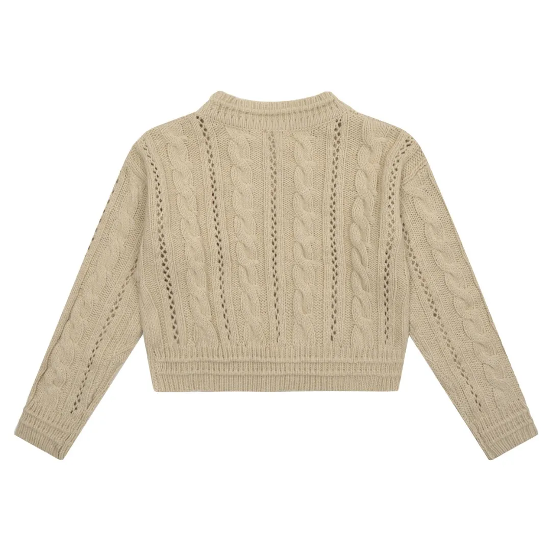 vivienne west wood West Queen Vivian Saturn New Retro "Unisex" Hollow Knitted Sweater Wool Round Neck 2024 Spring Size: S -M- L Color: Apricot Black